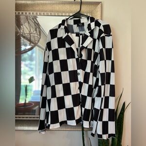 Dressed In Lala checked plisse set, top and bottom, fully lined, size large